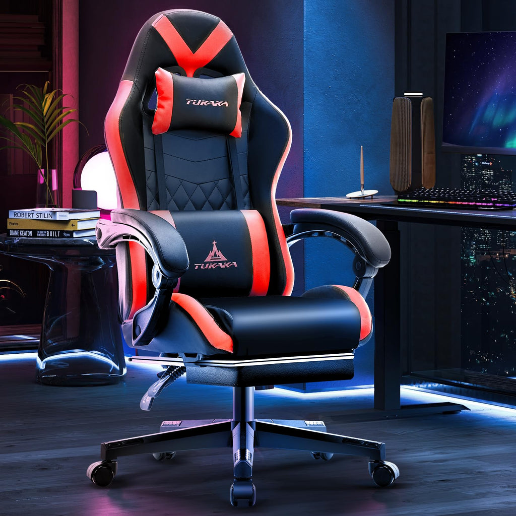 White Gaming Chair,Ergonomic Massage Office Desk Chair with Footrest | Pocket Spring Cushion,Reclining,Thick High Back,Headrest and Lumbar Support,Adjustable Leather Computer Chair Gamer Chair - Flex Gamingproduct_type