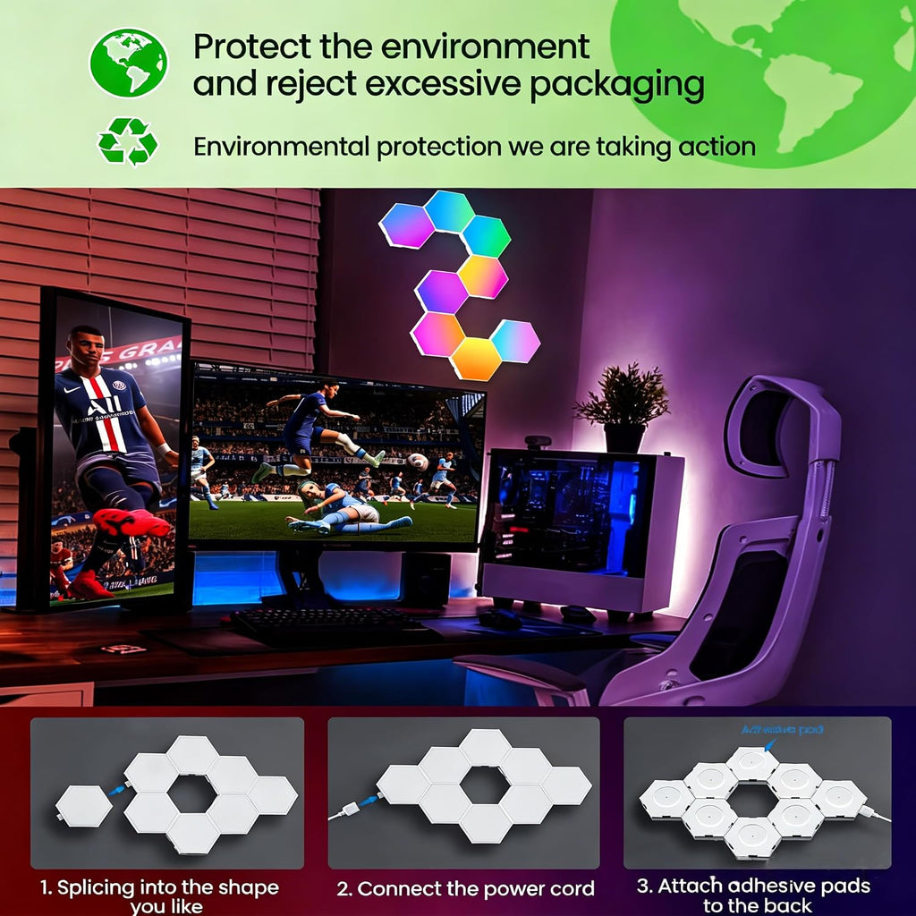 NIUCOO RGB Hexagon LED Wall Panels – 3 Sizes