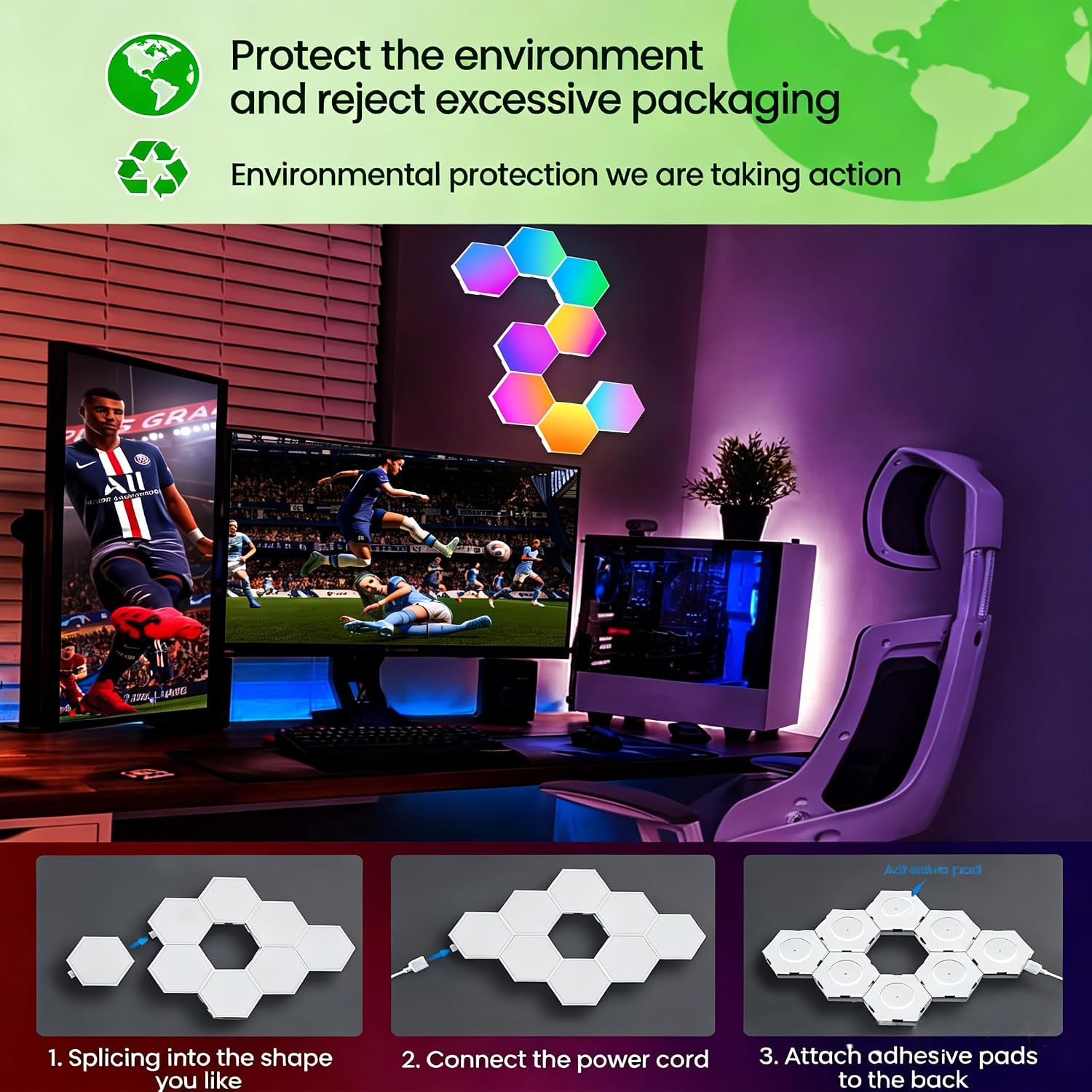 NIUCOO RGB Hexagon LED Wall Panels – 3 Sizes
