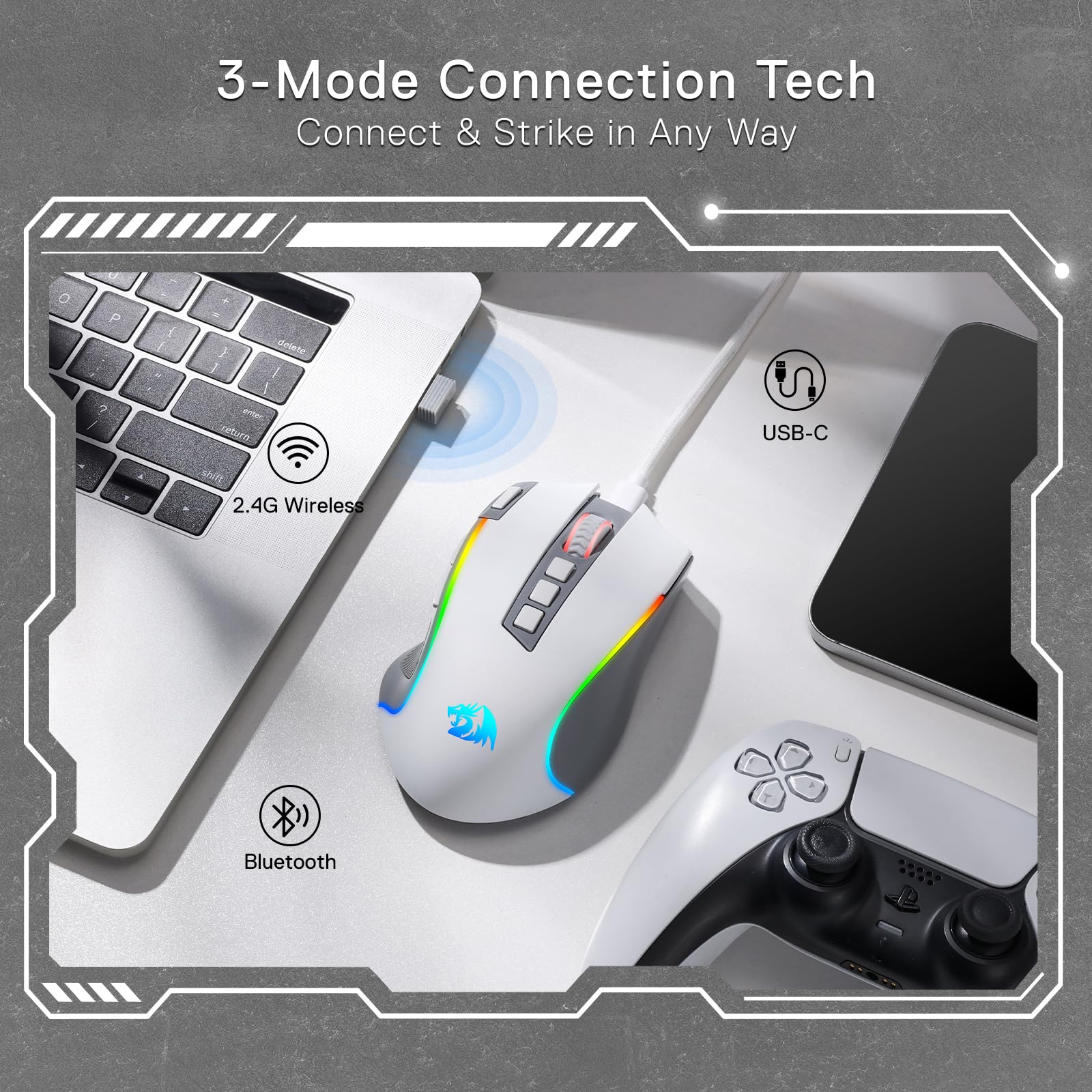 Redragon M612 Predator RGB Gaming Mouse, 8000 DPI Wired Optical Mouse with 11 Programmable Buttons & 5 Backlit Modes, Software Supports DIY Keybinds Rapid Fire Button - Flex Gamingproduct_type