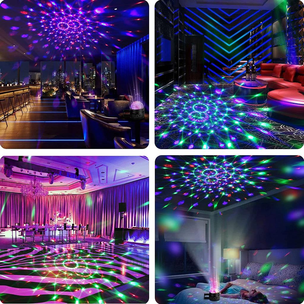 Party Lights,Disco DJ Strobe Light Rave Stage Projector Effect Dance Club Light Sound Activated with Remote Control for Parties Home Show KTV Pub Dance Christmas