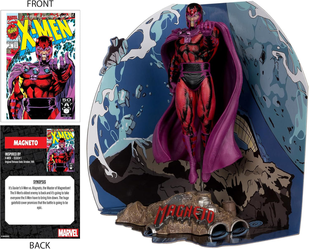 McFarlane Toys - Marvel Magneto 1:10th Scale Collectible with Scene (X-Men #1) | Marvel Collectible 7 Inch Statue Figure 1/10 Scale Posed Scene - Magneto (X-Men #1)