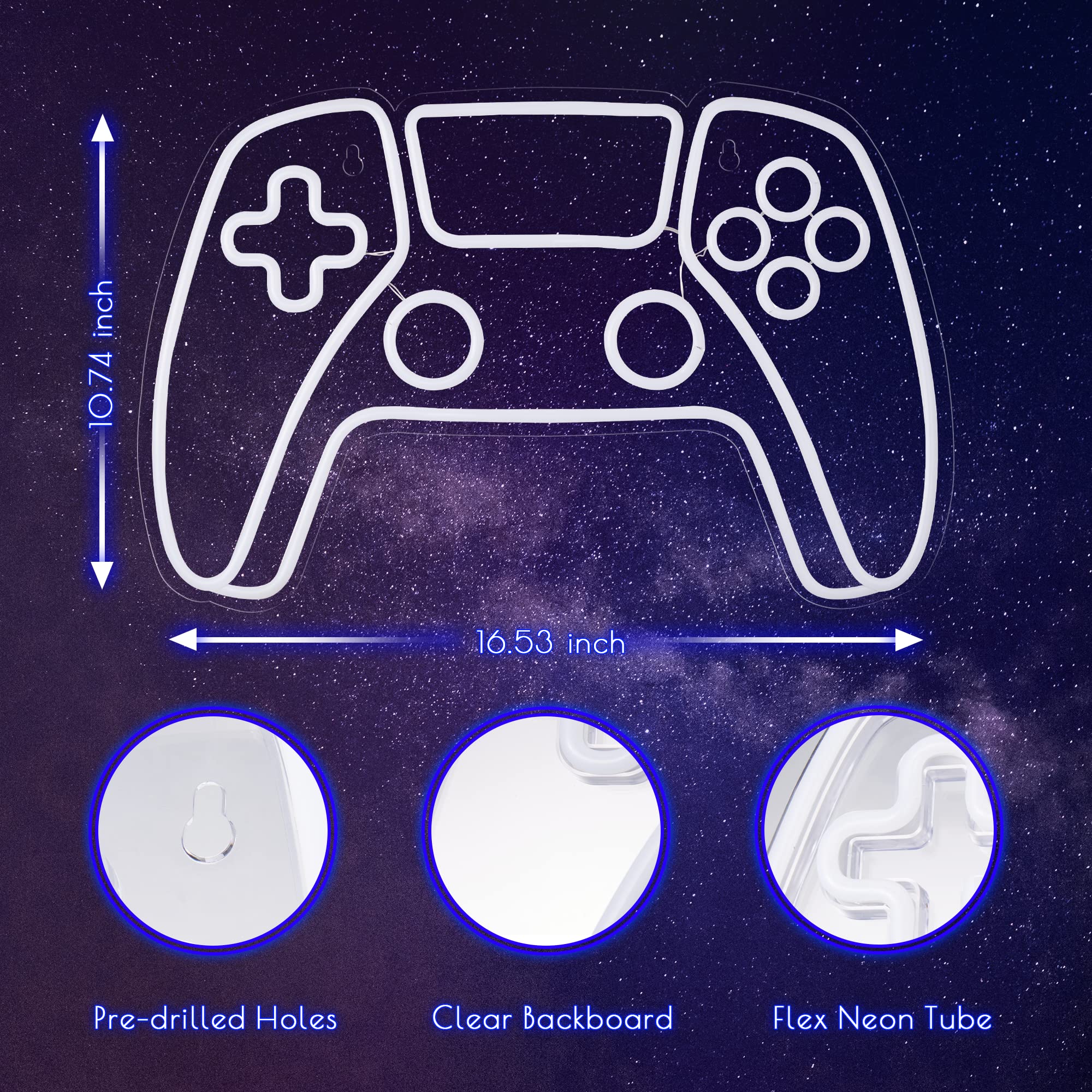 Kavaas Gamer Neon Sign, UV Printed Gaming Neon Sign for Gamer Room Decor - LED Video Game Neon Lights for Bedroom Boys, Gaming Wall decor - Best Gamer Gifts for Teenage Boys, Christmas - Flex Gamingproduct_type