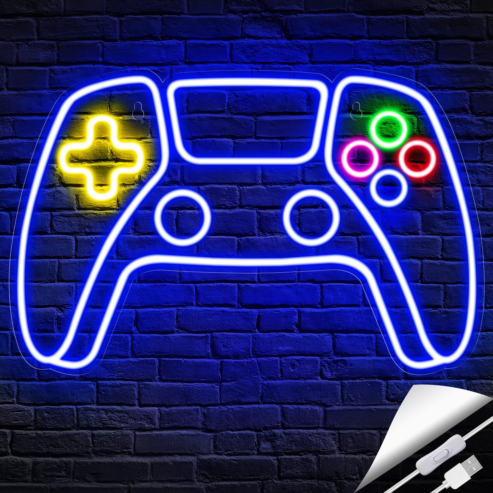 Kavaas Gamer Neon Sign, UV Printed Gaming Neon Sign for Gamer Room Decor - LED Video Game Neon Lights for Bedroom Boys, Gaming Wall decor - Best Gamer Gifts for Teenage Boys, Christmas - Flex Gamingproduct_type