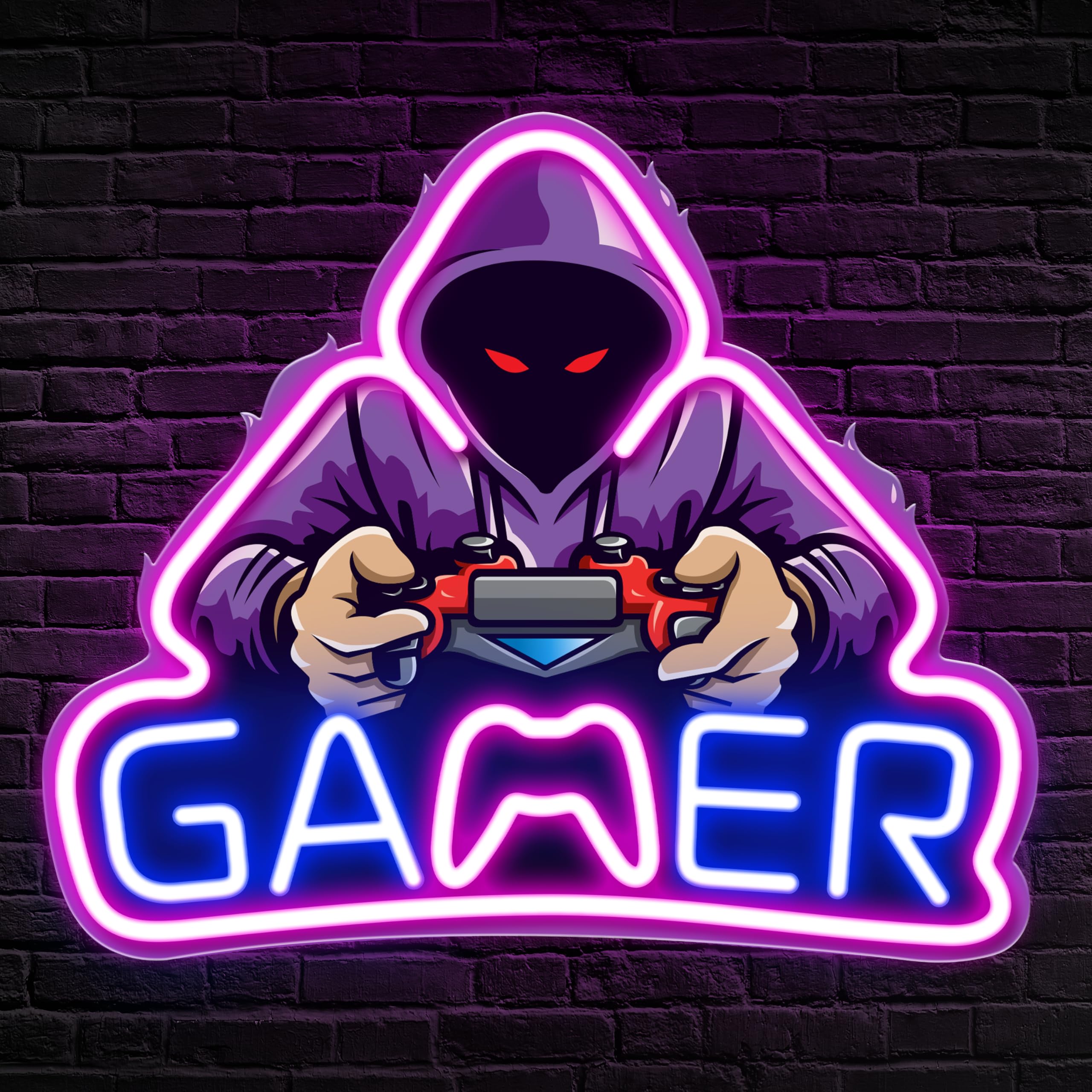 Kavaas Gamer Neon Sign, UV Printed Gaming Neon Sign for Gamer Room Decor - LED Video Game Neon Lights for Bedroom Boys, Gaming Wall decor - Best Gamer Gifts for Teenage Boys, Christmas - Flex Gamingproduct_type