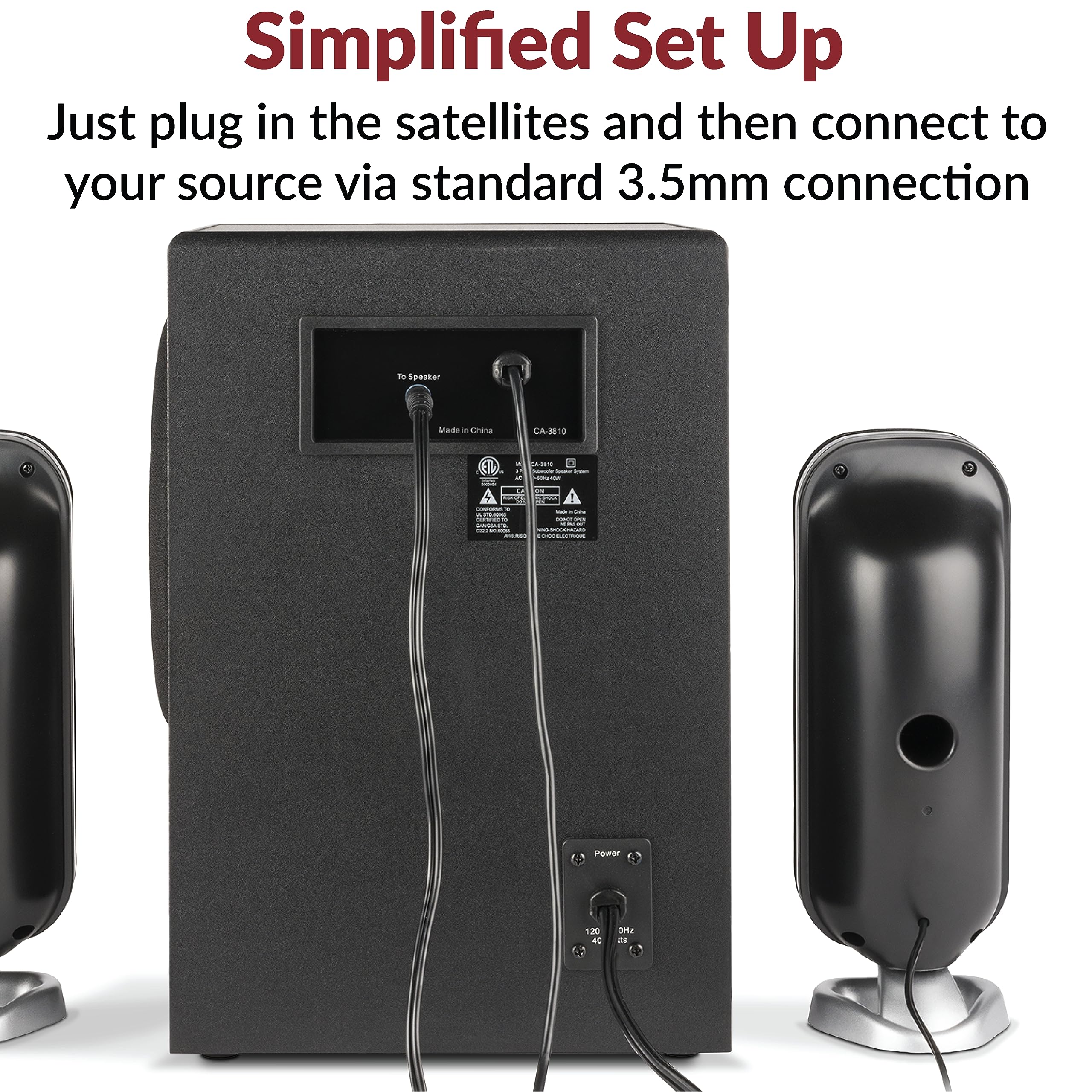 Cyber Acoustics CA-3610 2.1 Multimedia Speaker System with Subwoofer – 2 Sizes