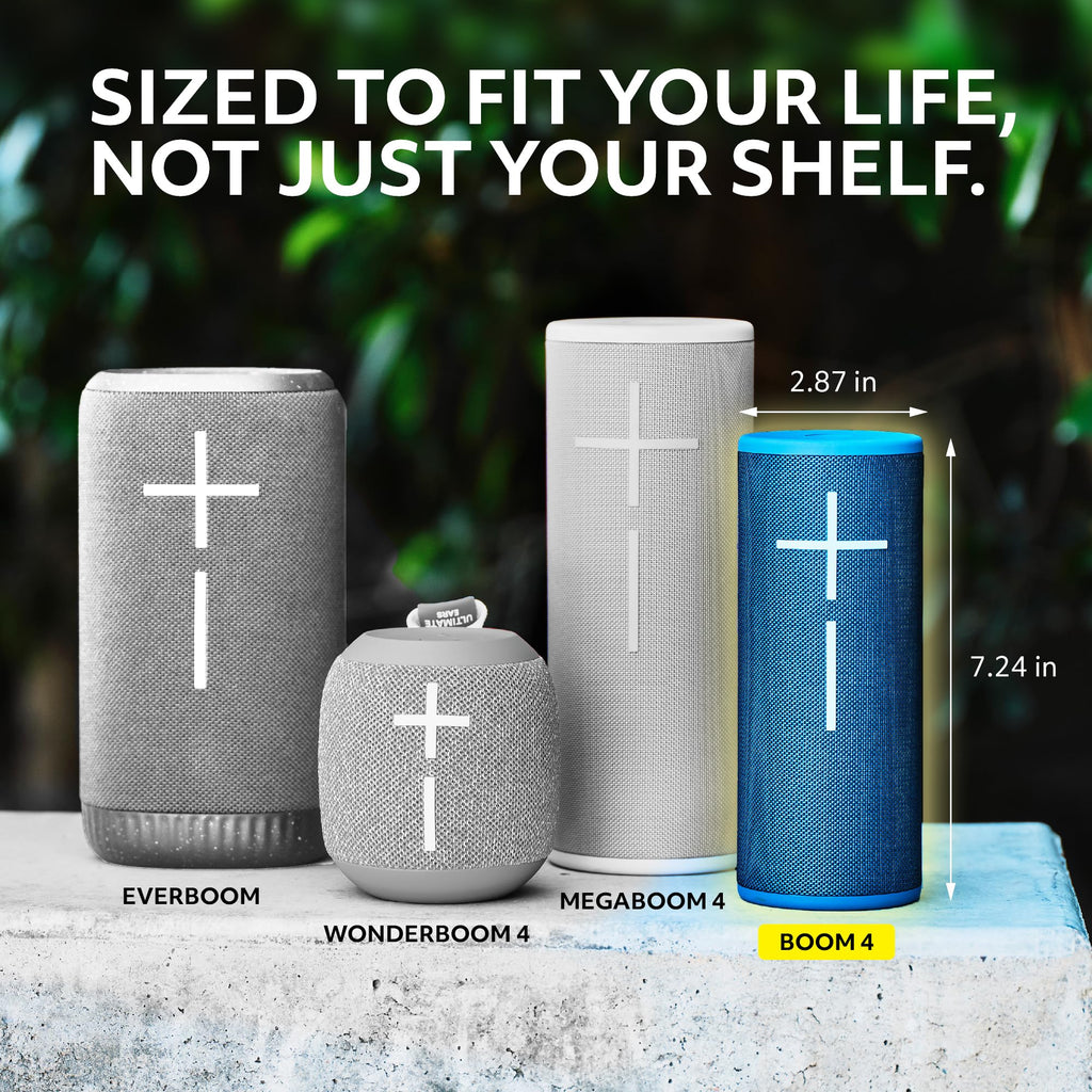 Ultimate Ears Boom 4 Portable Bluetooth Speaker, Waterproof - Blue | Balanced 360-degree sound, clear audio, deep bass, floating design, 15-hour battery life, 147ft (45m) wireless range