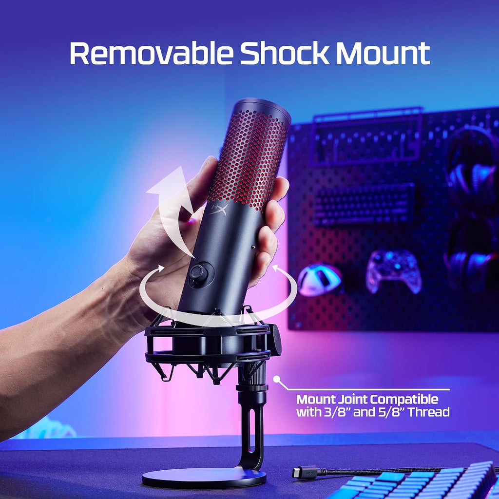 HyperX QuadCast 2 Frost USB Microphone – 4 Polar Patterns, LED, Shock Mount - Flex Gamingproduct_type