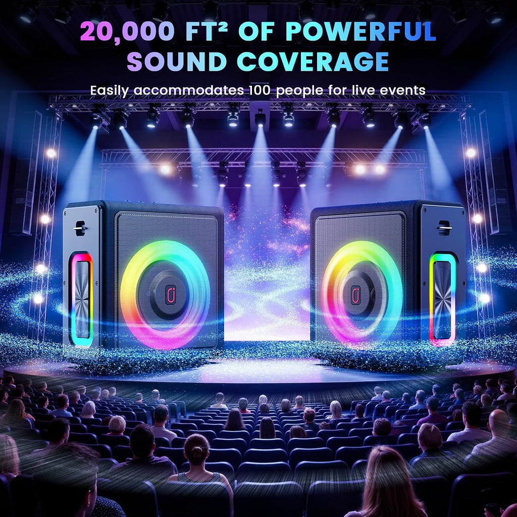 Karaoke Machine for Adults with 2 Wireless Microphones, 200W PA System | Pitch Correction, Bluetooth 5.3, Retro Leather Design, 24H Playtime, TV Connection, TWS Stereo and Live Performance Support - Flex Gamingproduct_type