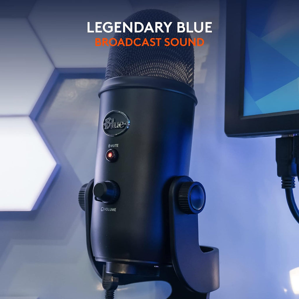 Logitech Creators Blue Yeti USB Microphone for PC, Mac, Gaming, Recording, Streaming, Podcasting, Studio and Computer Condenser Mic with Blue VO!CE effects, 4 Pickup Patterns, Plug and Play - Blackout | VO!CE effects, 4 pickup patterns, plug-and-play oper - Flex Gamingproduct_type