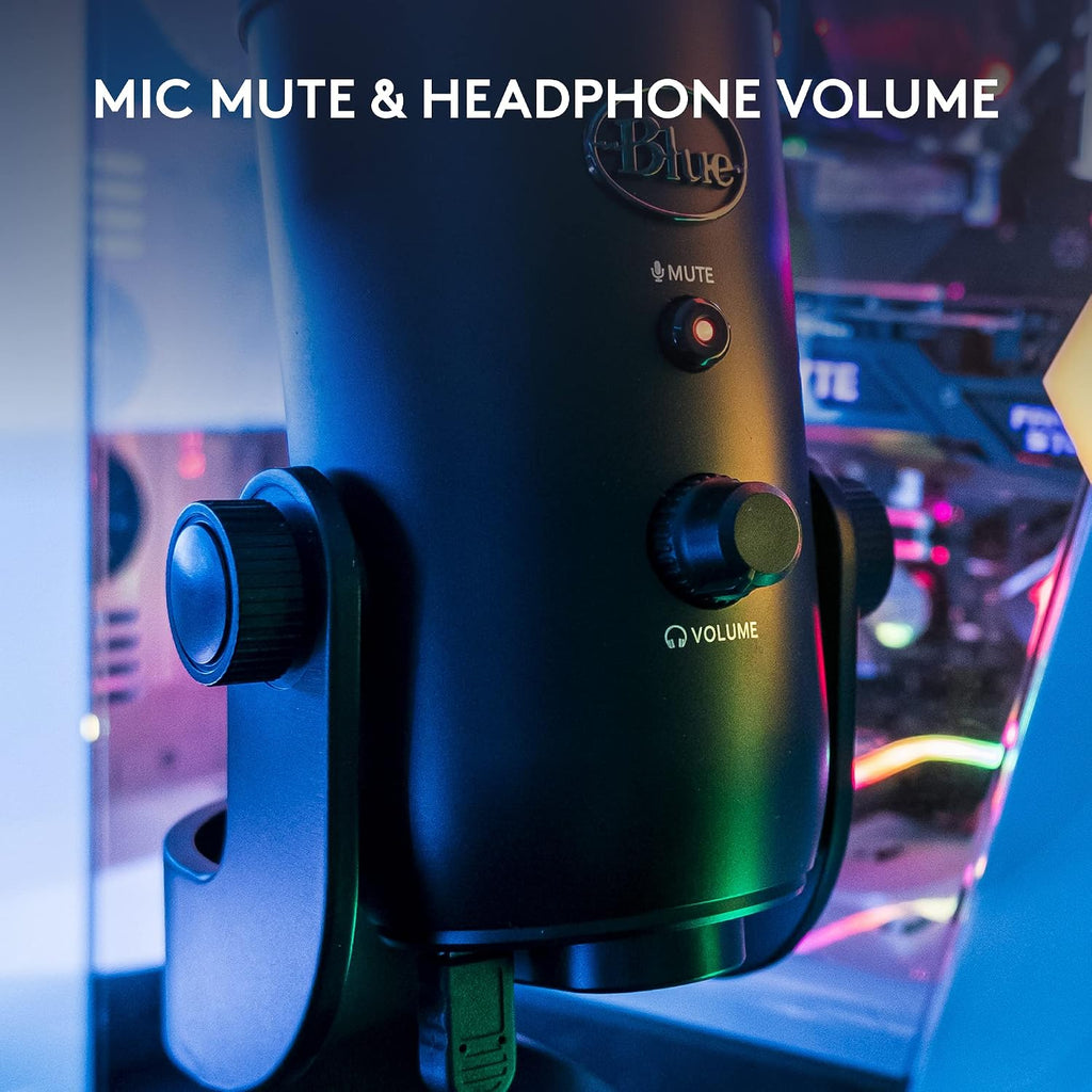 Logitech Creators Blue Yeti USB Microphone for PC, Mac, Gaming, Recording, Streaming, Podcasting, Studio and Computer Condenser Mic with Blue VO!CE effects, 4 Pickup Patterns, Plug and Play - Blackout | VO!CE effects, 4 pickup patterns, plug-and-play oper - Flex Gamingproduct_type