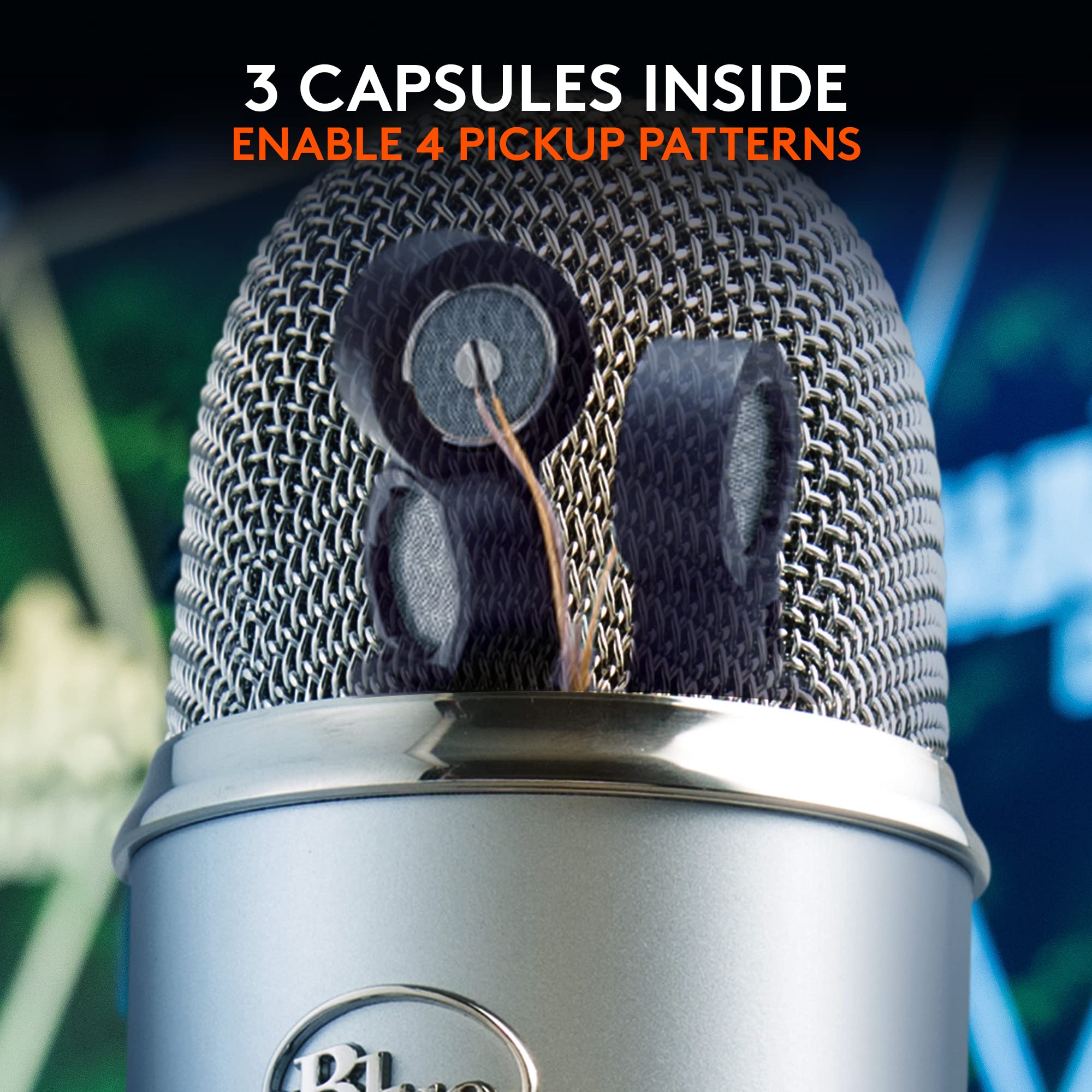 Logitech Creators Blue Yeti USB Microphone for PC, Mac, Gaming, Recording, Streaming, Podcasting, Studio and Computer Condenser Mic with Blue VO!CE effects, 4 Pickup Patterns, Plug and Play - Blackout | VO!CE effects, 4 pickup patterns, plug-and-play oper - Flex Gamingproduct_type