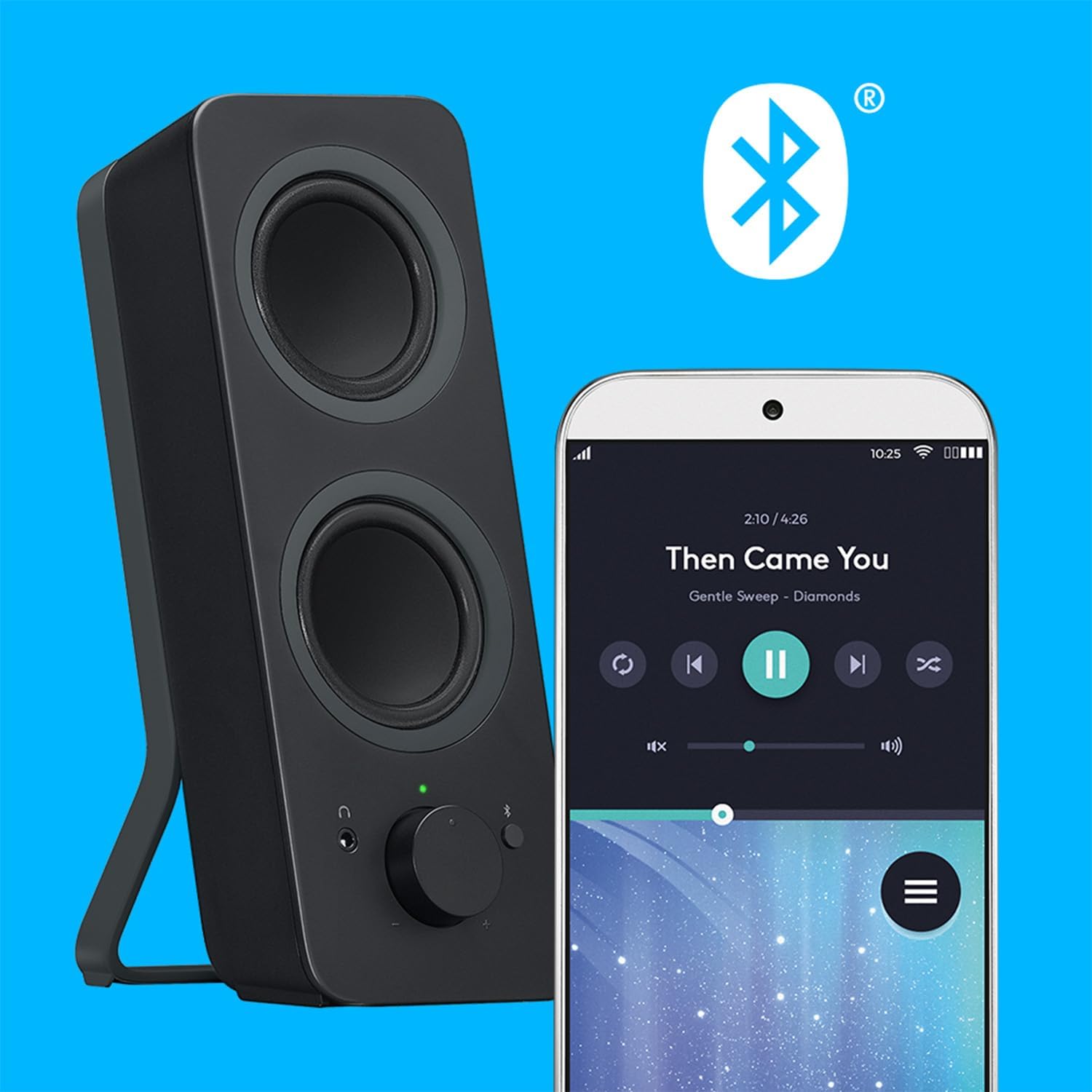 Logitech Z207 2.0 Stereo Computer Speakers with Bluetooth | 10 Watts peak power, active drivers with passive radiators, 3.5 mm input and headphone jack, ideal for PC setups - Flex Gamingproduct_type