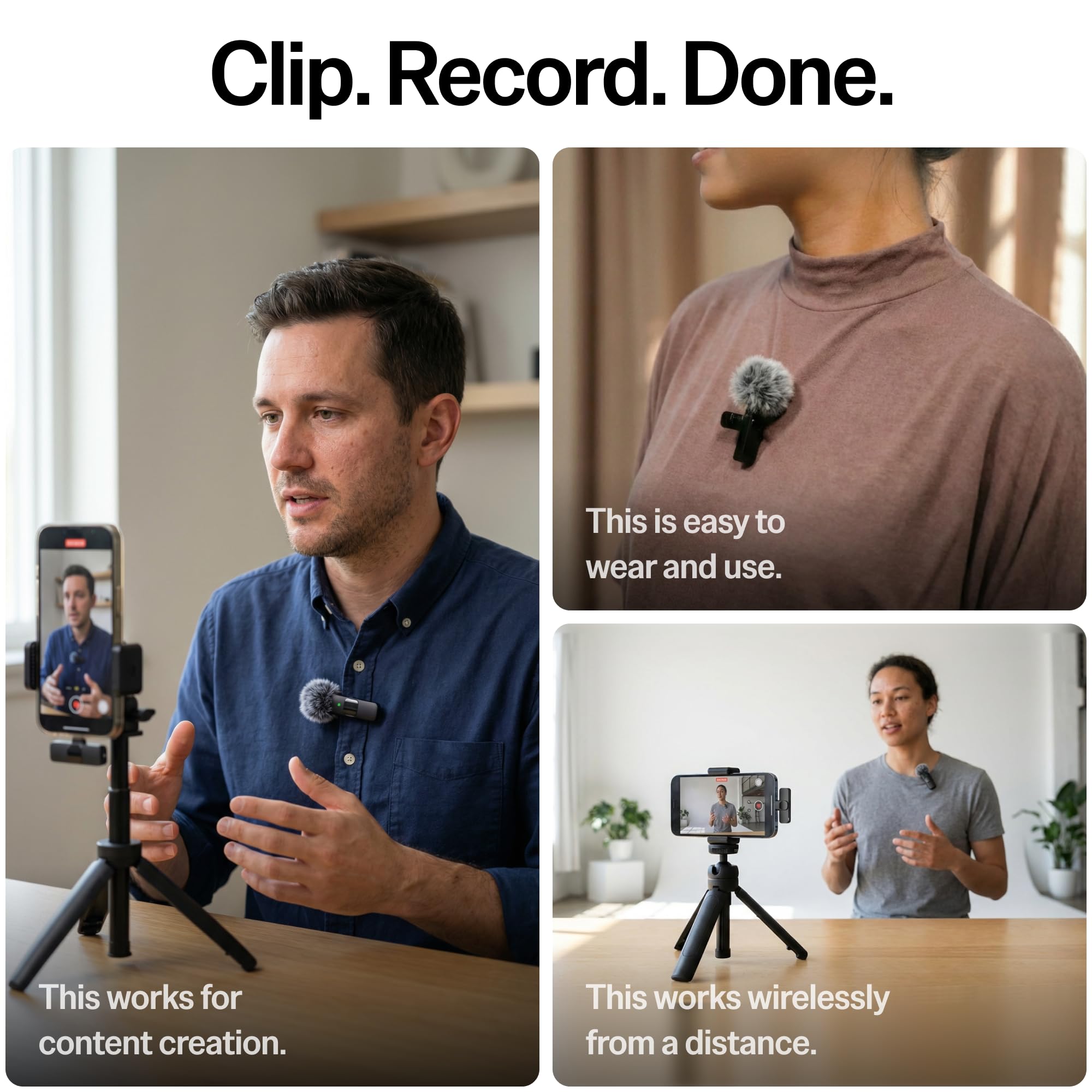 Mini Mic Pro (Latest Model – 1 Microphone for iPhone & Android, Wireless Mini Microphone, Clear Voice, Noise Cancelling, Lavalier Mic for TikTok, YouTube & Interviews - Flex Gamingproduct_type