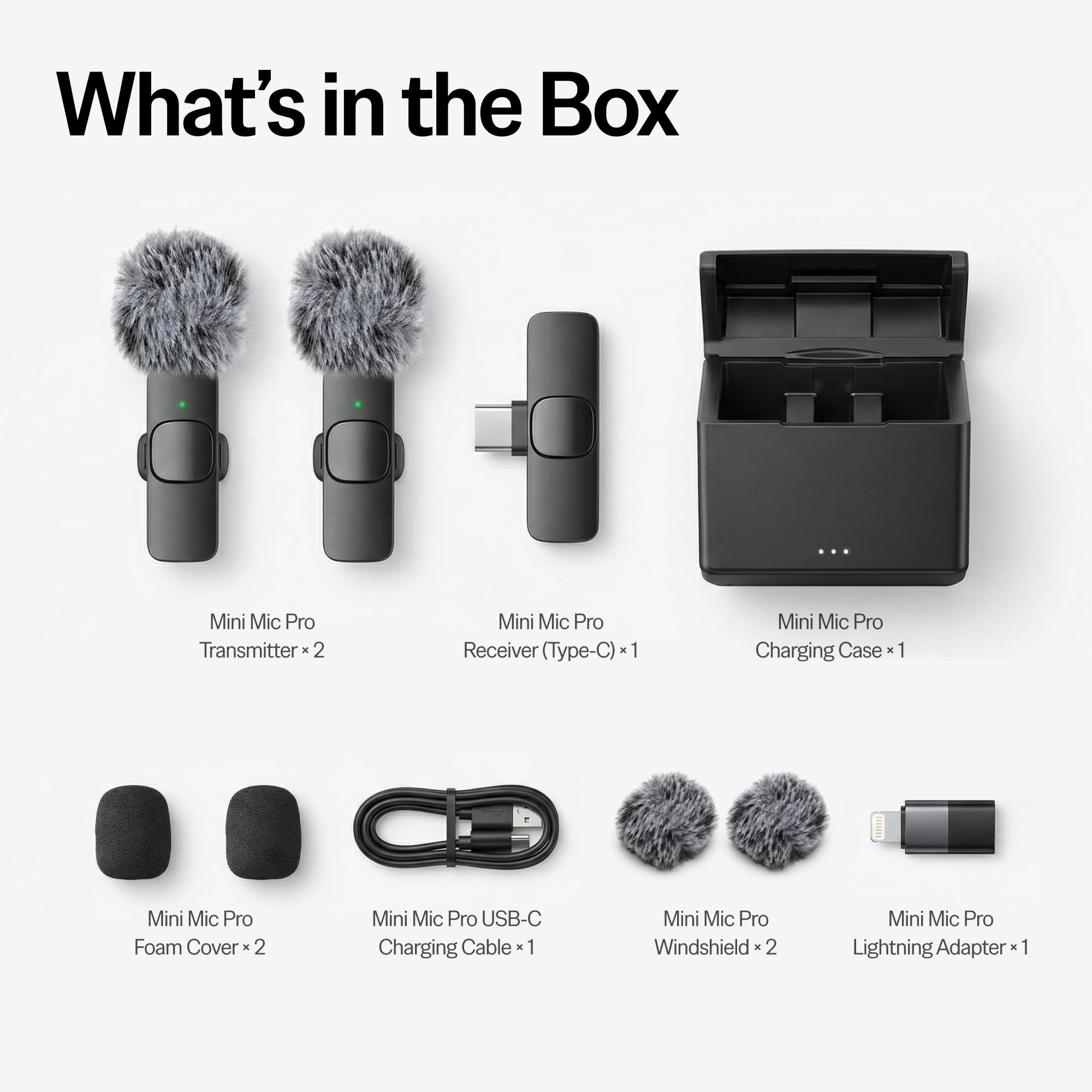 Mini Mic Pro (Latest Model – 1 Microphone for iPhone & Android, Wireless Mini Microphone, Clear Voice, Noise Cancelling, Lavalier Mic for TikTok, YouTube & Interviews - Flex Gamingproduct_type