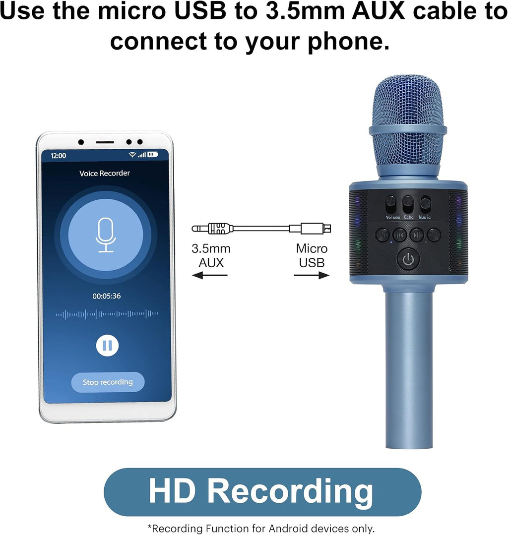 Wireless Bluetooth Karaoke Microphone with Built-in Speakers + HD Recording, Portable Handheld Mic | Blue - Flex Gamingproduct_type